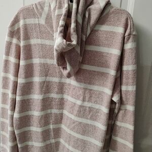 White and Pink Cowl & Turtleneck Sweater